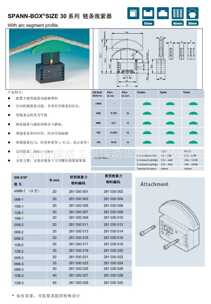 SPANN-BOX SIZE 30 链条涨紧器