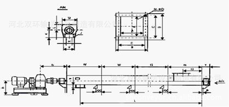 LS型螺旋输送机外型尺寸表