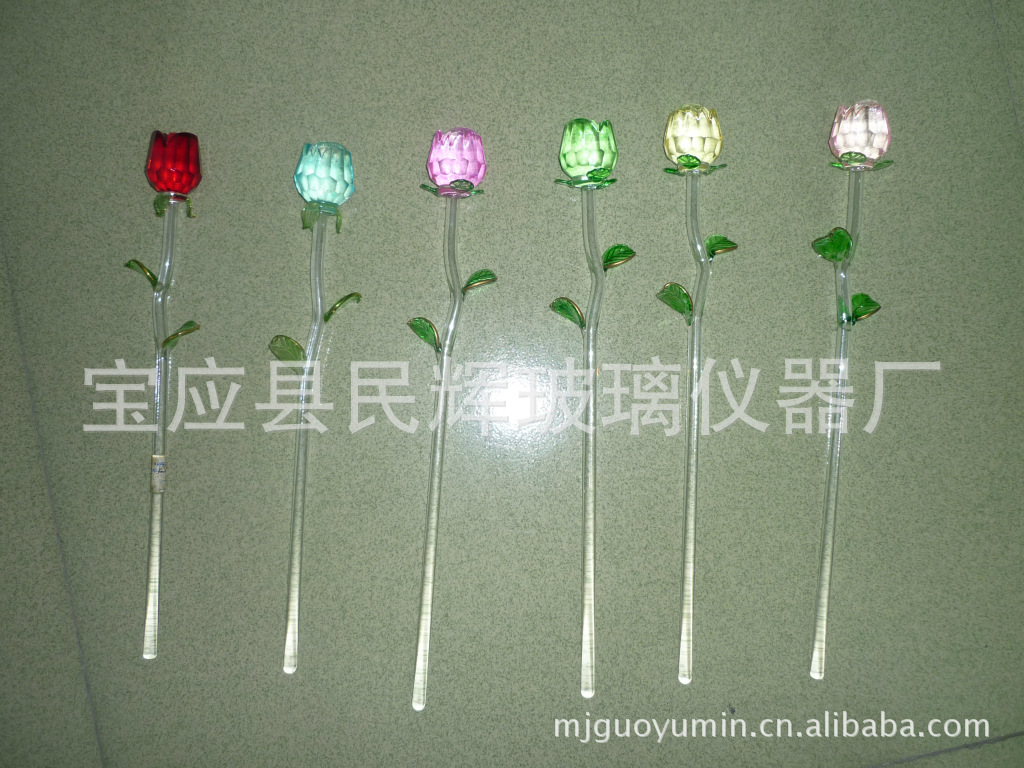 led彩色玻璃花 玫瑰花 水晶玻璃花 玻璃保鲜花 空心 梅花