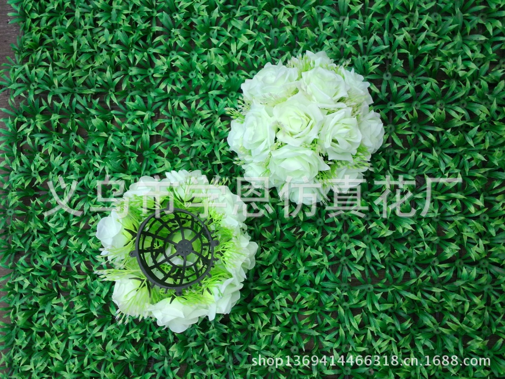 供应学恩仿真花球,花柱,仿真卷边玫瑰20厘米花球,婚庆