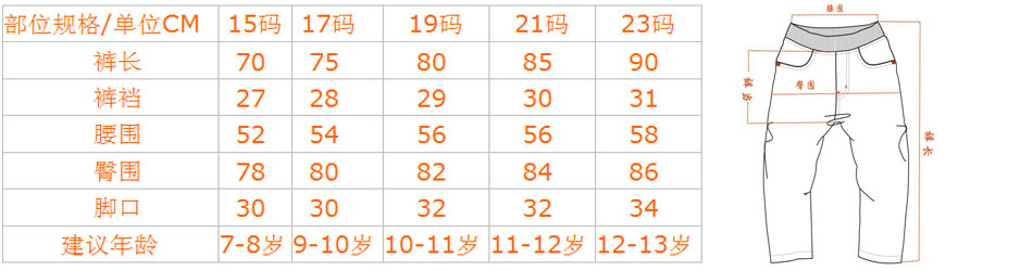 65#長褲15-23Y中大童棉15%化纖85%