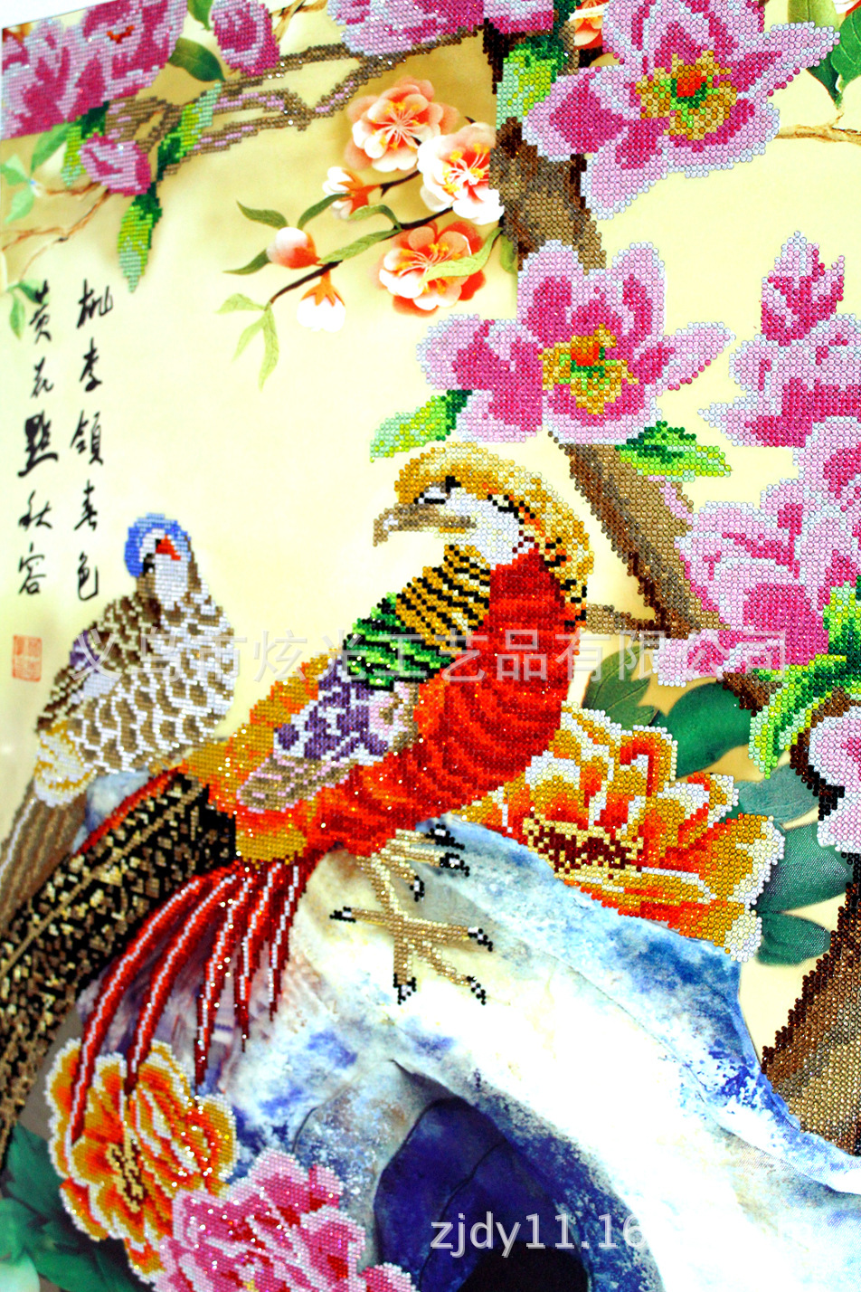 富贵荣华钻石画,客厅钻石画,钻石绣批发,炫光钻石画一件代发