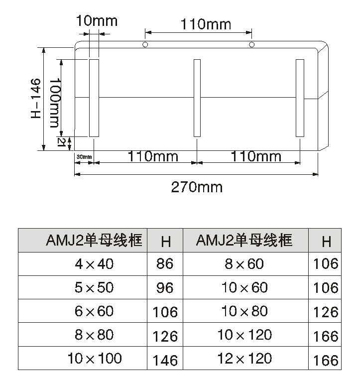 AMJ2单母线框（材料DMC树脂）规格表