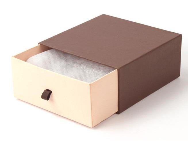 礼品盒抽拉式卡其色皮带包装盒子精美高档有防尘袋可批发
