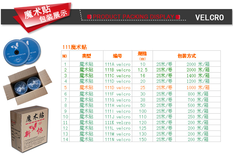 25MM魔术贴产品描述【产品包装】{中文}