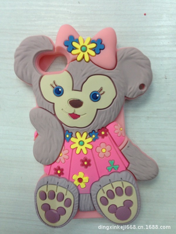卡通情侶迪士尼小花泰迪熊 蘋果iphone4矽膠套iphon
