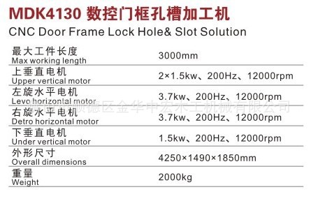 4130数控木门综合加工机参数