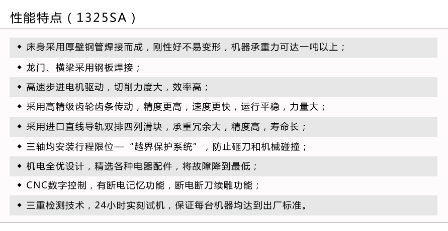 1325SA 性能特点