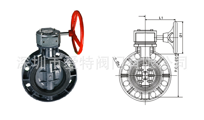中线PVC涡轮蝶阀500DF系列