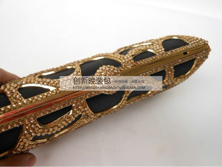 晚装包厂家直销满钻豹纹镂抓腰金属空晚宴包晚宴包批发