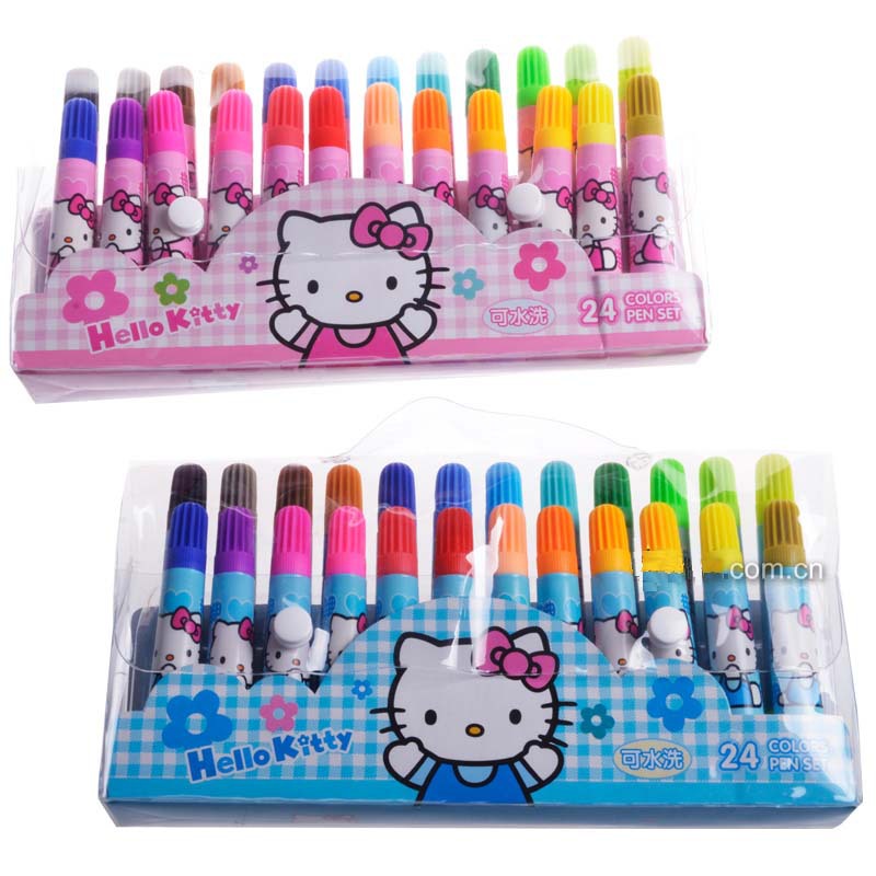 辦公用品 專櫃正品 兒童hello kitty 24色水彩筆工廠,批發,進口,代購