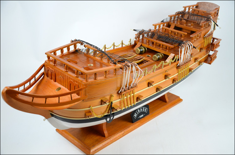 木质帆船模型战船摆件 商务礼品 1.3米