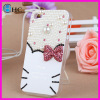 kitty蝴蝶结手机套 苹果4镶钻手机壳 iphone4/5贴钻手机外壳 批发