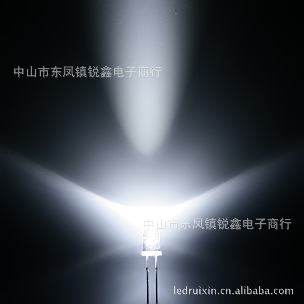 主打白光led廠傢供應F5mm圓頭有邊短腳白光LED燈珠