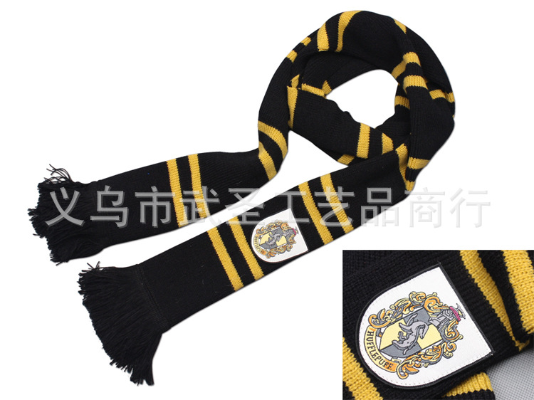 批发零售《哈利波特》动漫周边 新款细条纹加厚赫奇帕奇围巾 黑黄
