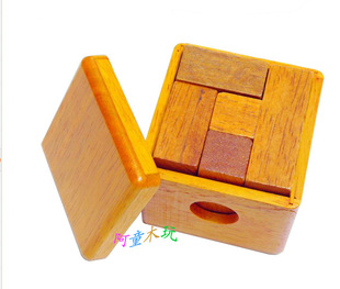 木质盒装七粒立方体 孔明锁 鲁班球 系列 解锁类 智力 木制玩具