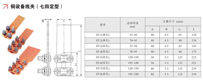 供应铜设备线夹(七四定型)st-3(                   型号:st-3(双孔)