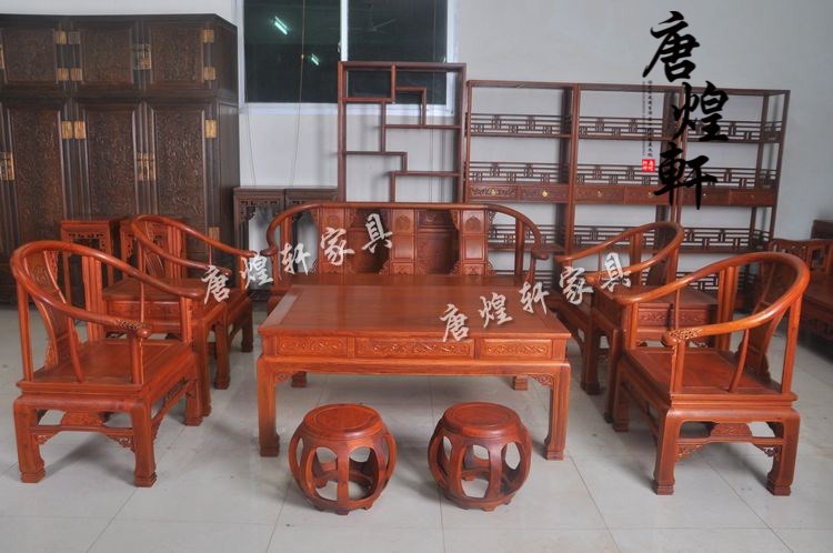 缅甸花梨木皇宫沙发十件套 (1)