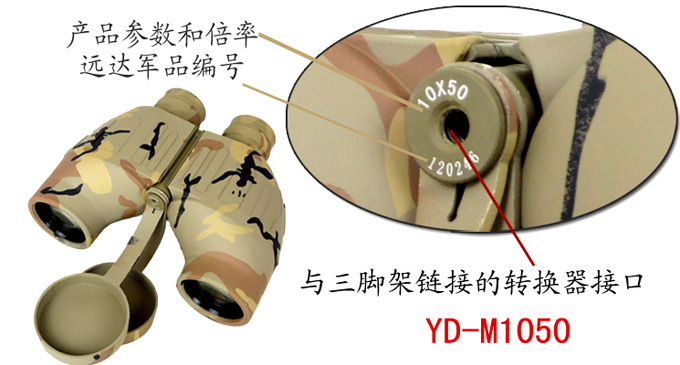 M1050-倍率參數，軍品編號，以及三腳架接口