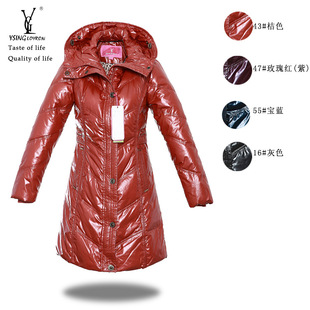 东方圣罗兰908 女式中长珠光面料 修身羽绒服 团购羽绒服职业装