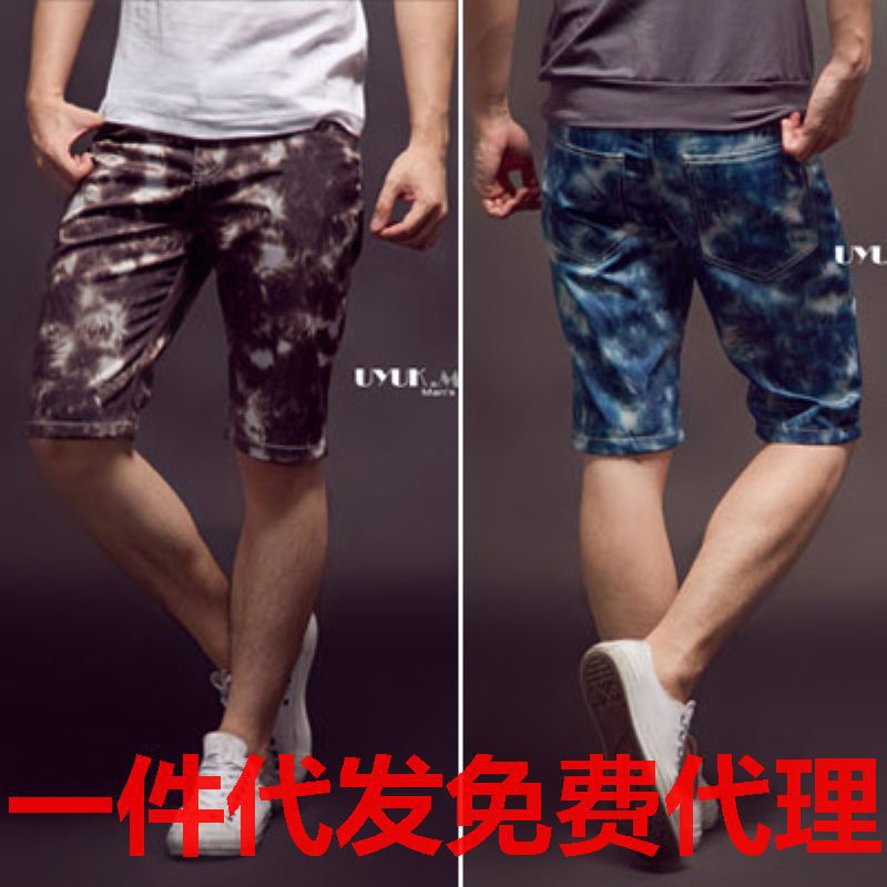 男裝一件代發批發韓版修身潮流雪花褲炫男士中褲短褲牛仔褲CA18工廠,批發,進口,代購