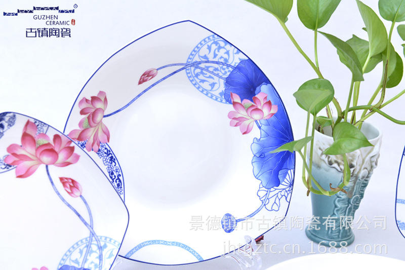 碧荷升平三角汤盘1个