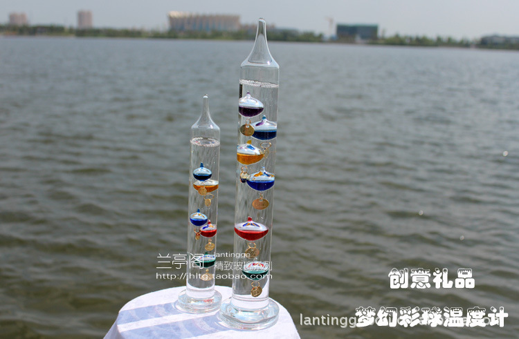 创意家居摆件 伽利略彩球温度计玻璃工艺品厂家特价促销批发代理