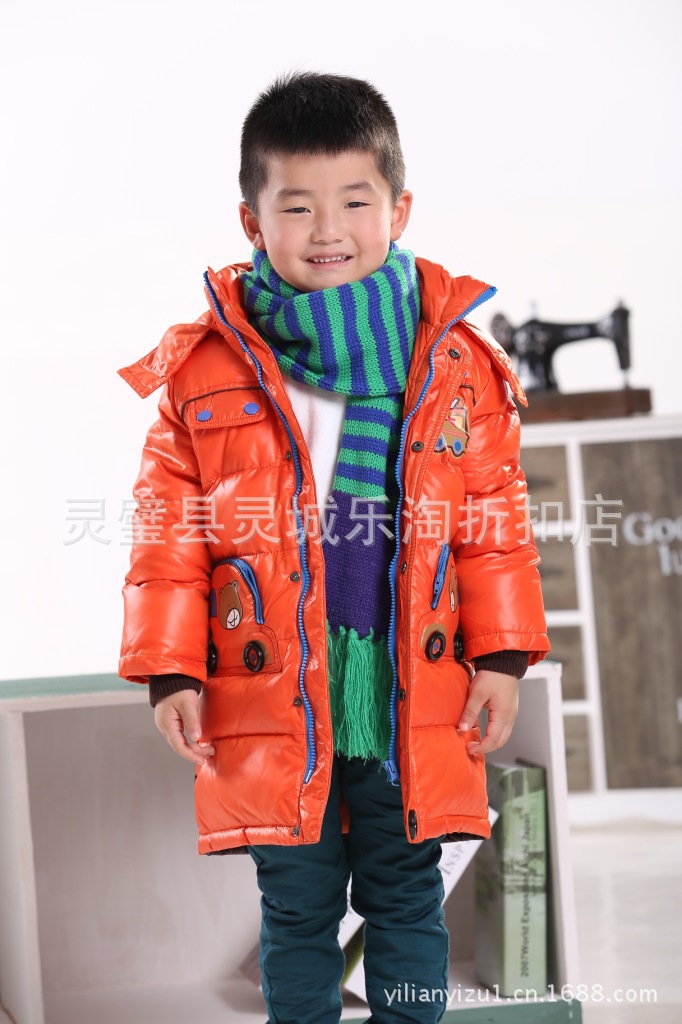 廠傢直銷 2013新款童裝 小中長款連帽男童羽絨衣 加厚防寒服工廠,批發,進口,代購