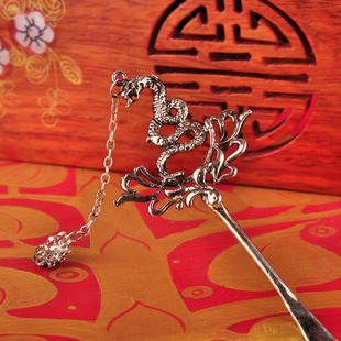 苗银 生肖蛇形发簪 民族手工艺 饰品 头饰批发1470-12165