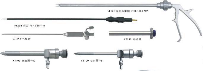 雙動鈦夾鉗、電勾、氣腹針、轉換器、穿刺器