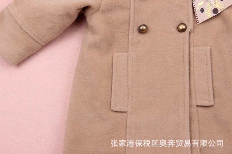 【品牌童裝】冬款童外套 駝色雙排扣連帽 兒童童外套 童裝批發