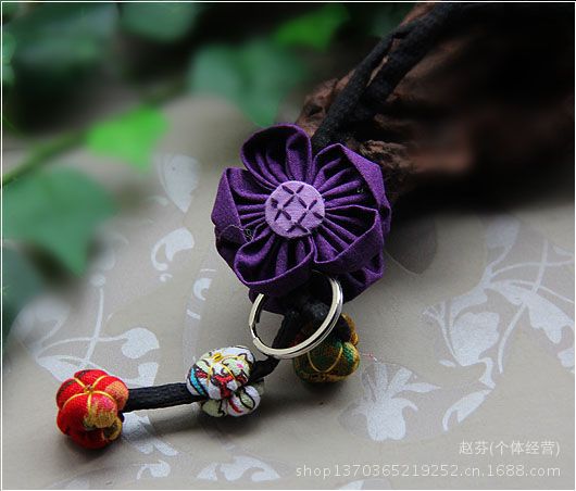 小花布艺钥匙包挂