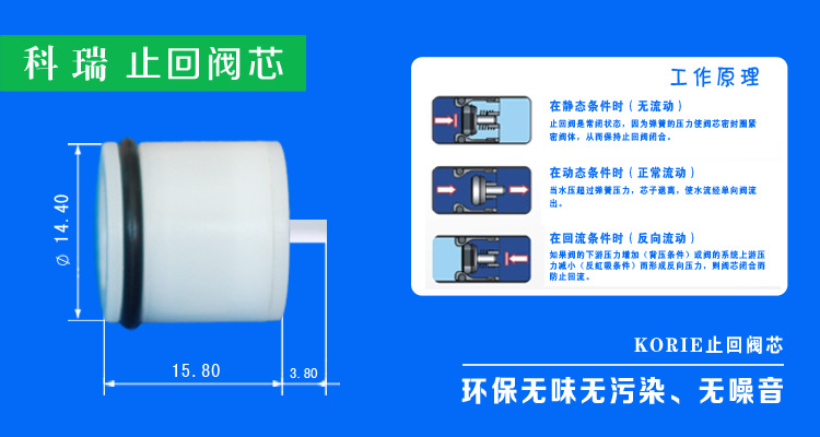 塑料止回阀芯korie科瑞dn14饮水机龙头阀门管件1/2