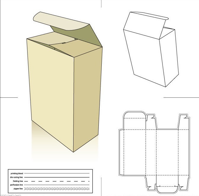 长方体简单款包装纸盒,各类产品包装盒