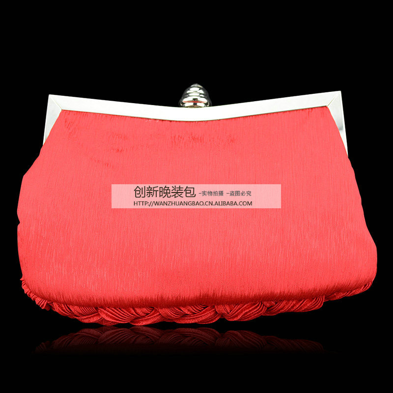 礼服晚宴包手工编织锻绸包
