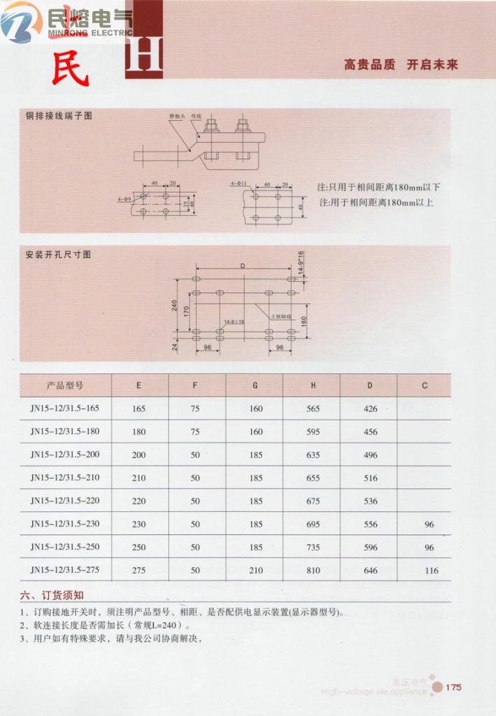 JN15-12接地開關參數