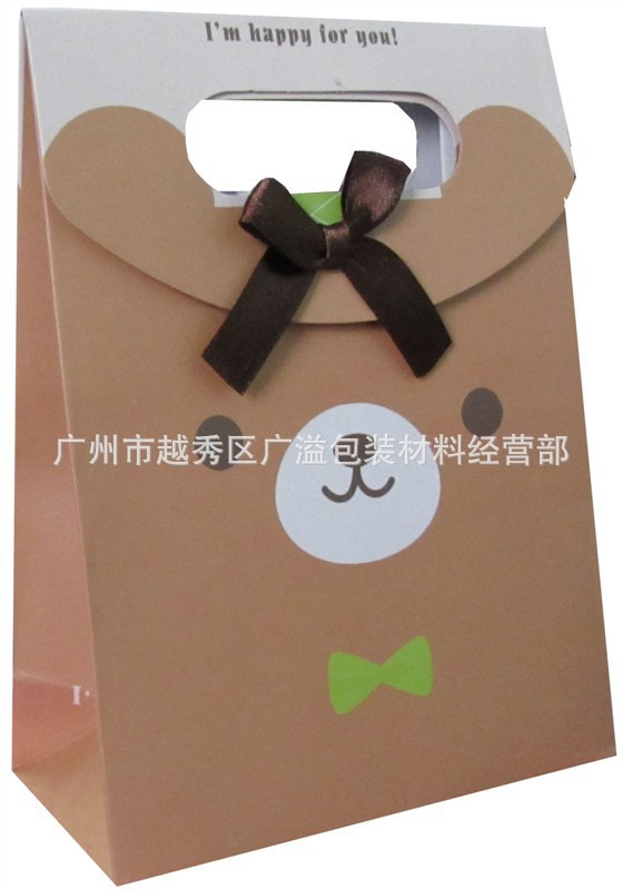 2013热销优质礼品纸质手提袋 卡通蝴蝶结礼品袋 包装袋批发