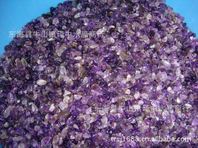 批发天然水晶紫水晶碎石散装原矿石铺鱼缸石消磁