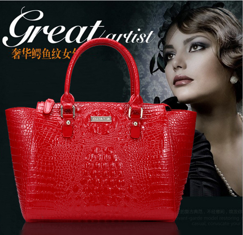 加工廠女包批發 鱷魚紋真皮手提定型包包 單肩斜跨 潮包 一件代發工廠,批發,進口,代購