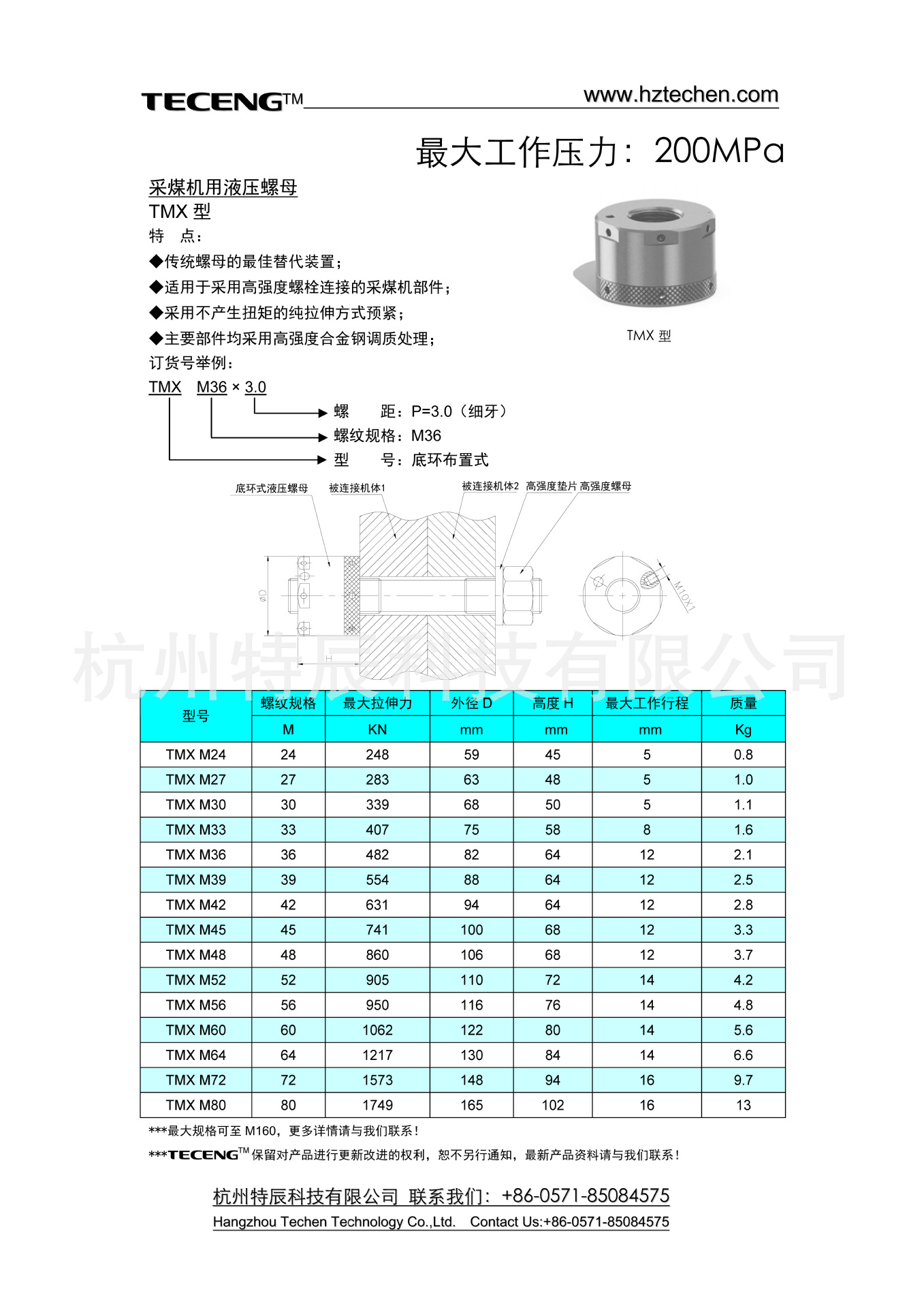 TMX采煤机液压螺母