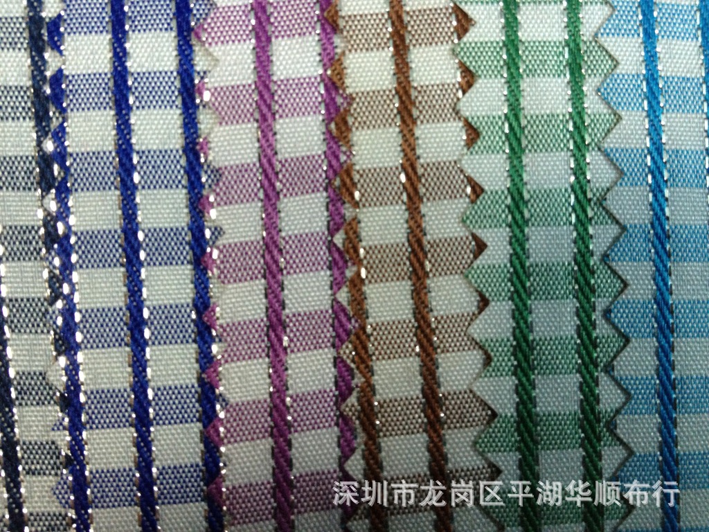 326色织格子银条高弹PVC