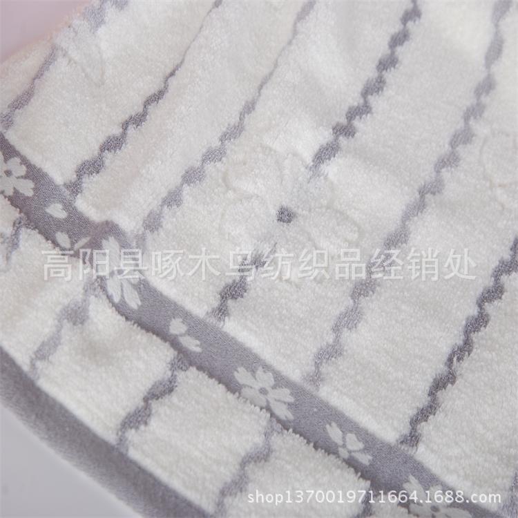 纯棉无捻水纹条梅花毛巾