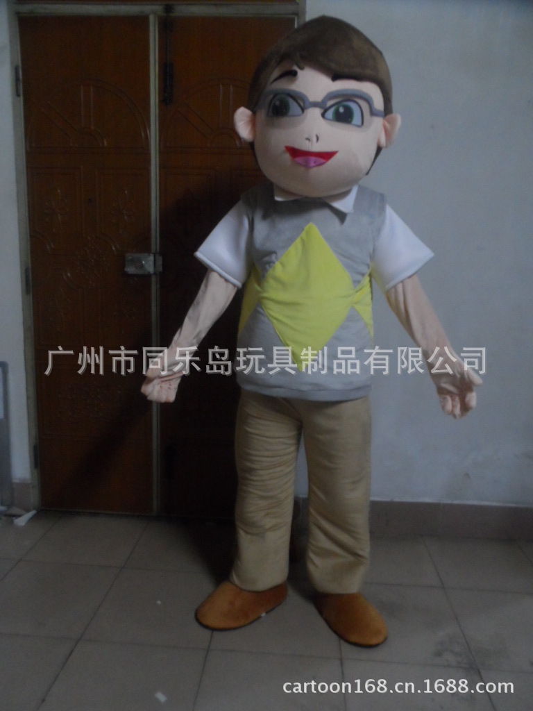 戴眼睛小男孩卡通人偶表演服装动漫人物舞会派对服装卡通行走服装