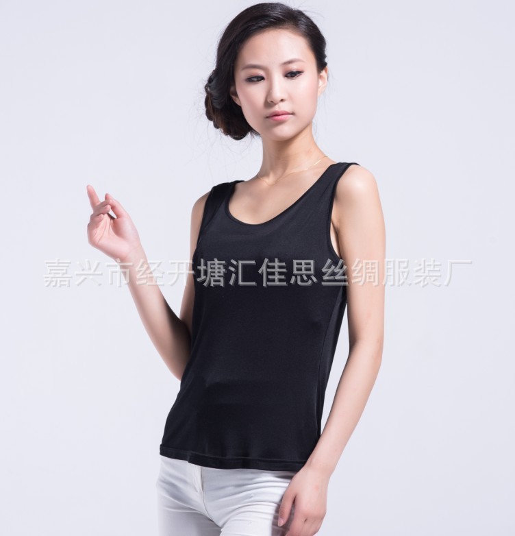 100%桑蠶絲 雙面真絲針織女士圓領 無袖背心 純色工廠,批發,進口,代購