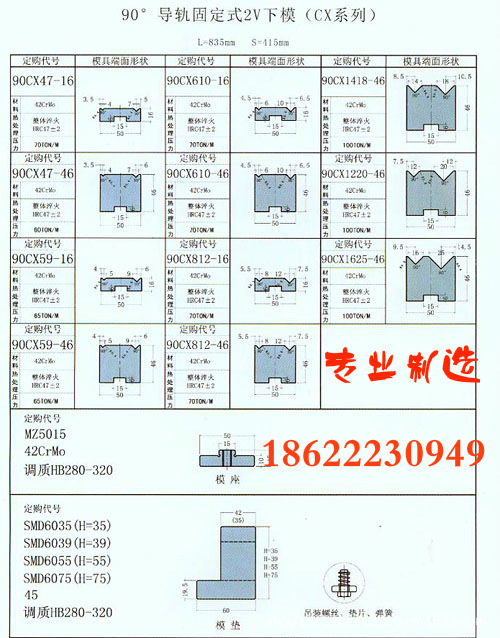 90°導軌固定式2V下模