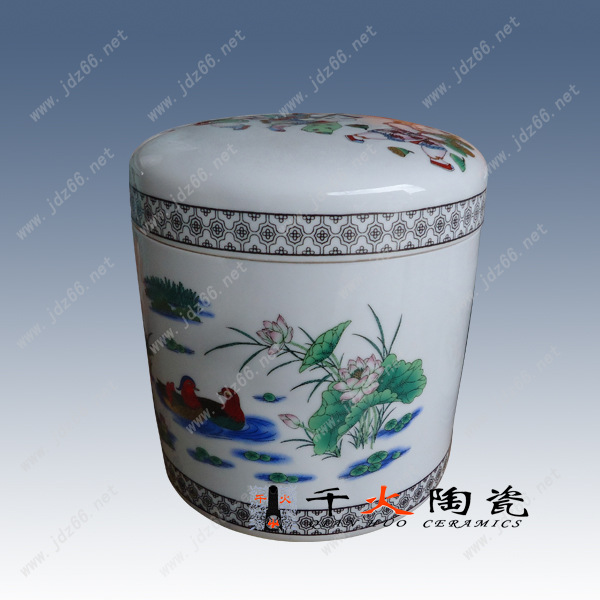 31鸳鸯戏水陶瓷骨灰罐GHH00015031-高度20；直径