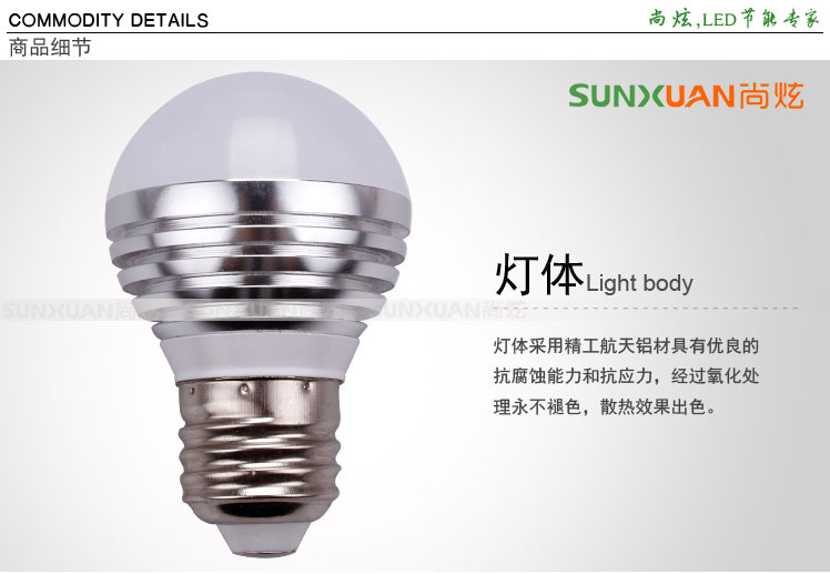 3W LED灯泡细节图-灯体