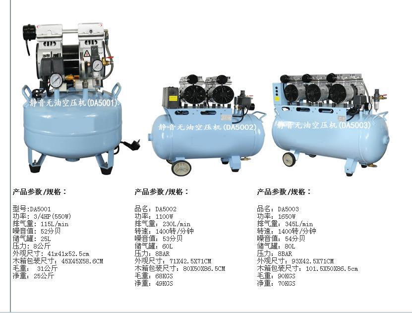 三種空壓機參數及圖樣