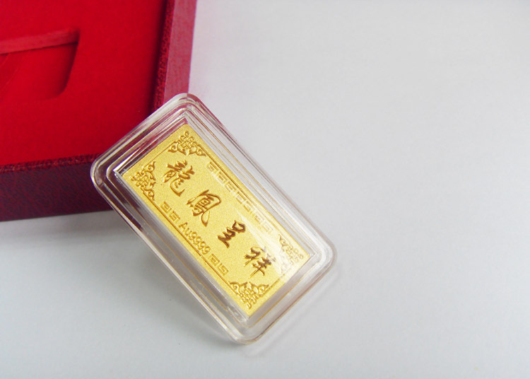 千足金龙凤呈祥30克婚庆金条