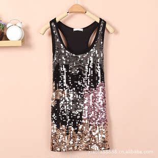 品牌尾单亮片吊带背心码全三标全有原包装亮片个性背心/莫代棉